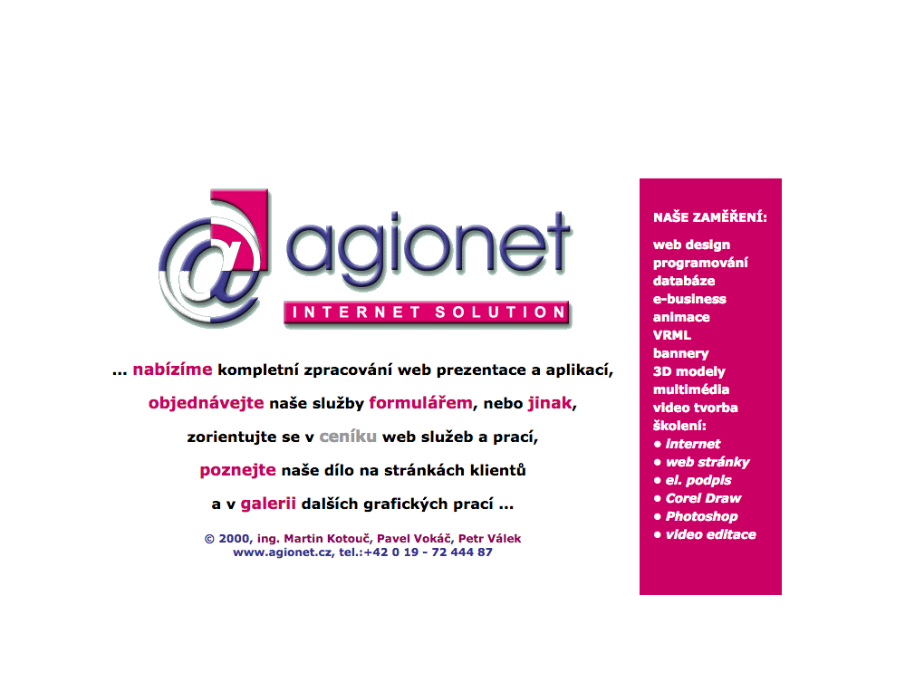 agionet web historie 2000 2001