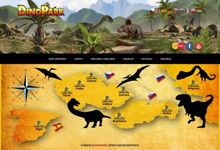 DinoPark – rozsáhlý strukturovaný web v mnoha jazykových mutacích