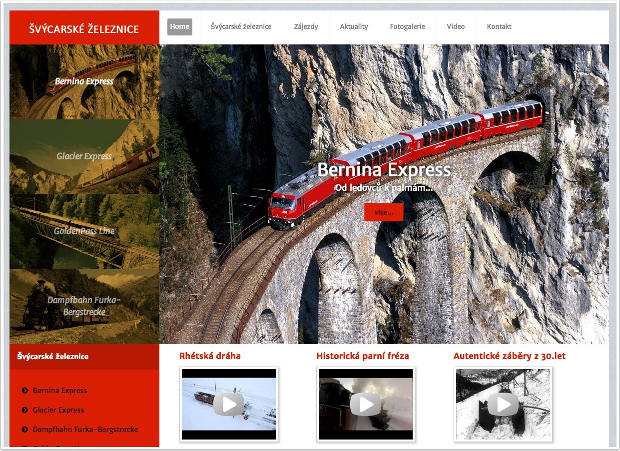 Švýcarské železnice - webdesign