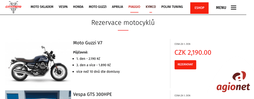 rezervace booking Agionet 2