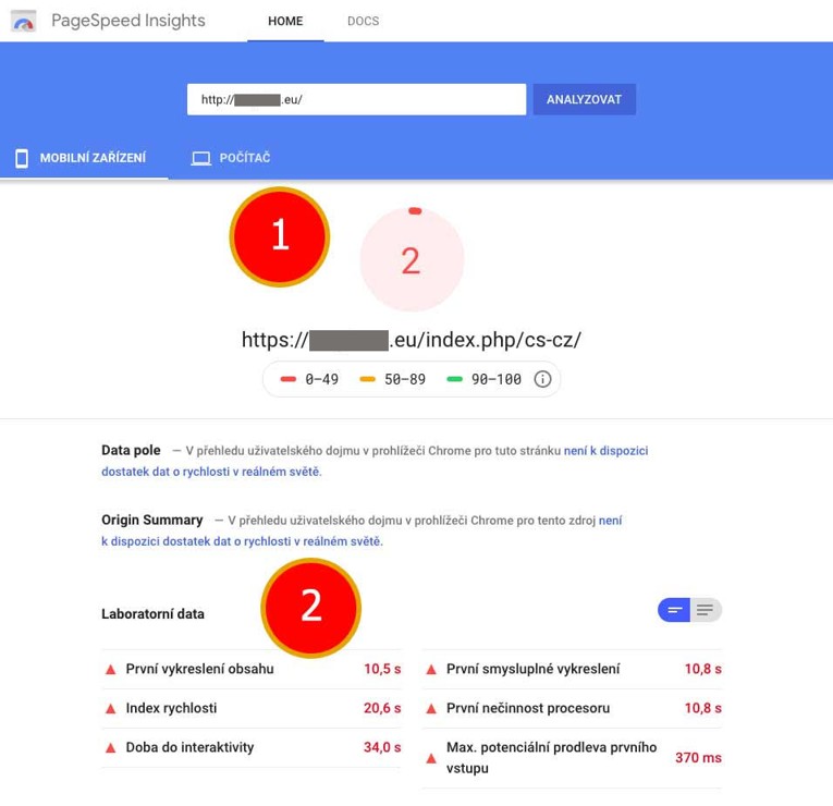 PageSpeed bez nazvu webu komprimovany