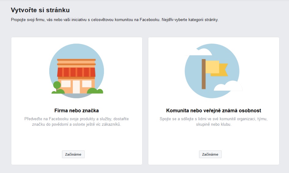 Typy Facebook stranek  a Facebook profilu