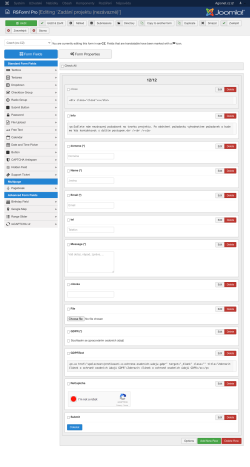 RS form - ukázka vytváření a editace v komponentě RS Form PRO