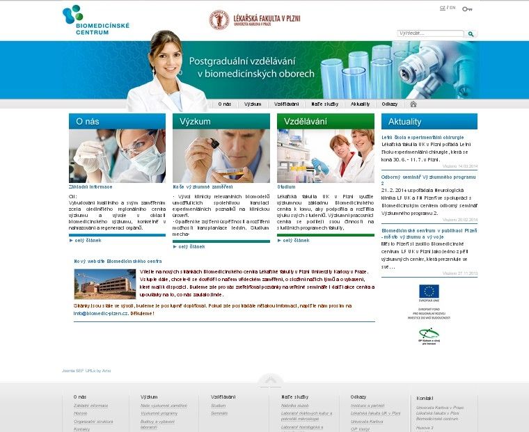 Biomedicínské centrum – prezentační web