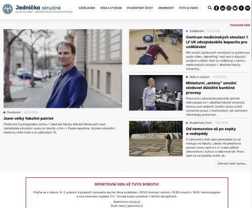 Jednicka-aktualne.cz – zpravodajský portál 1.LF Univerzity Karlovy  v&nbsp;Praze