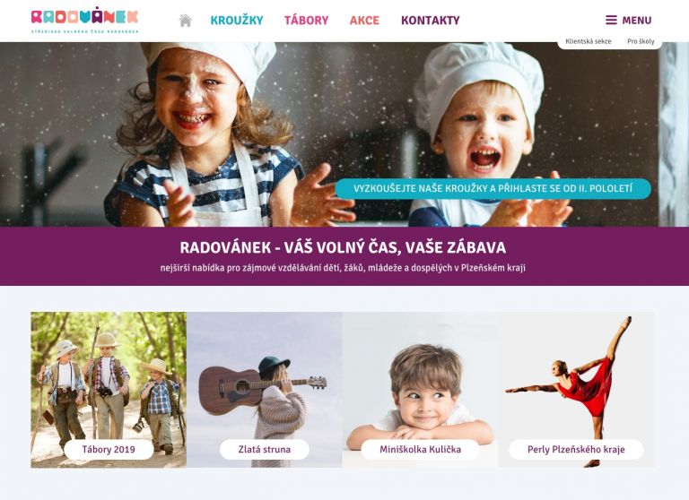 Středisko volného času RADOVÁNEK – redesign webu