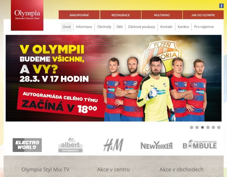 Olympiaplzen.cz - webové stránky nákupního centra