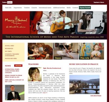 Music School Prague – web s redakčním systémem