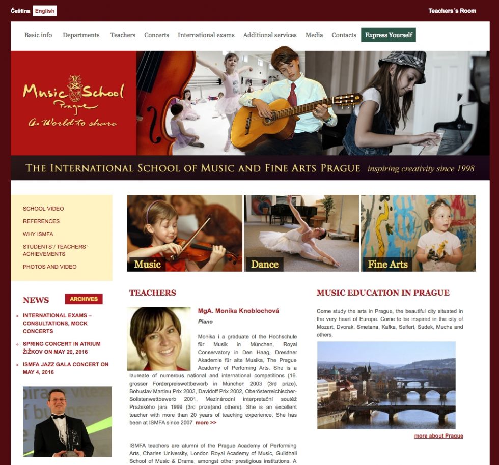 Music School Prague – web s redakčním systémem