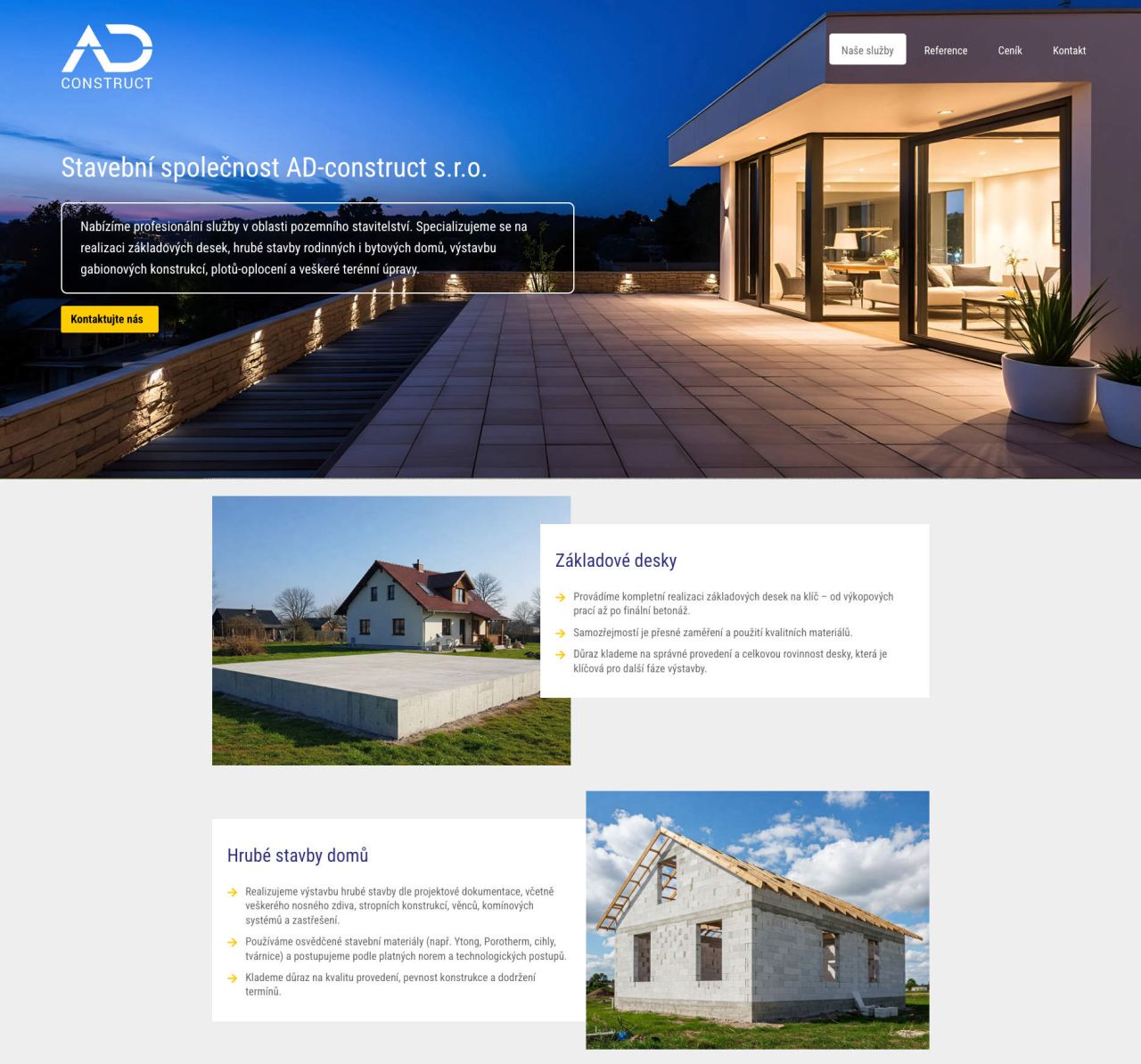 adconstruct.cz - web stavební společnosti