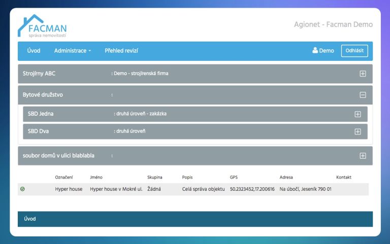 Online systém pro správu revizí Facman