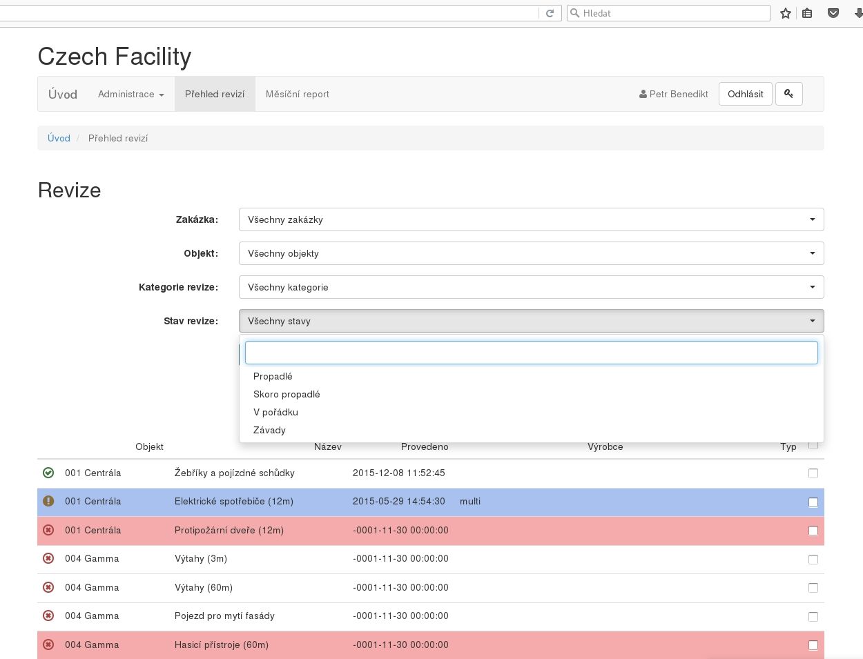 eFacility – aplikace pro správu revizí v Czech Facility a.s.