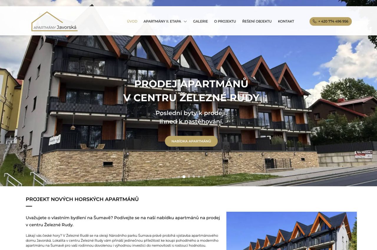 Apartmány Javorská – mírný redesign 2026 a 360 fotografie