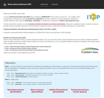 ITEP Plzeň – rezervace škol na semináře